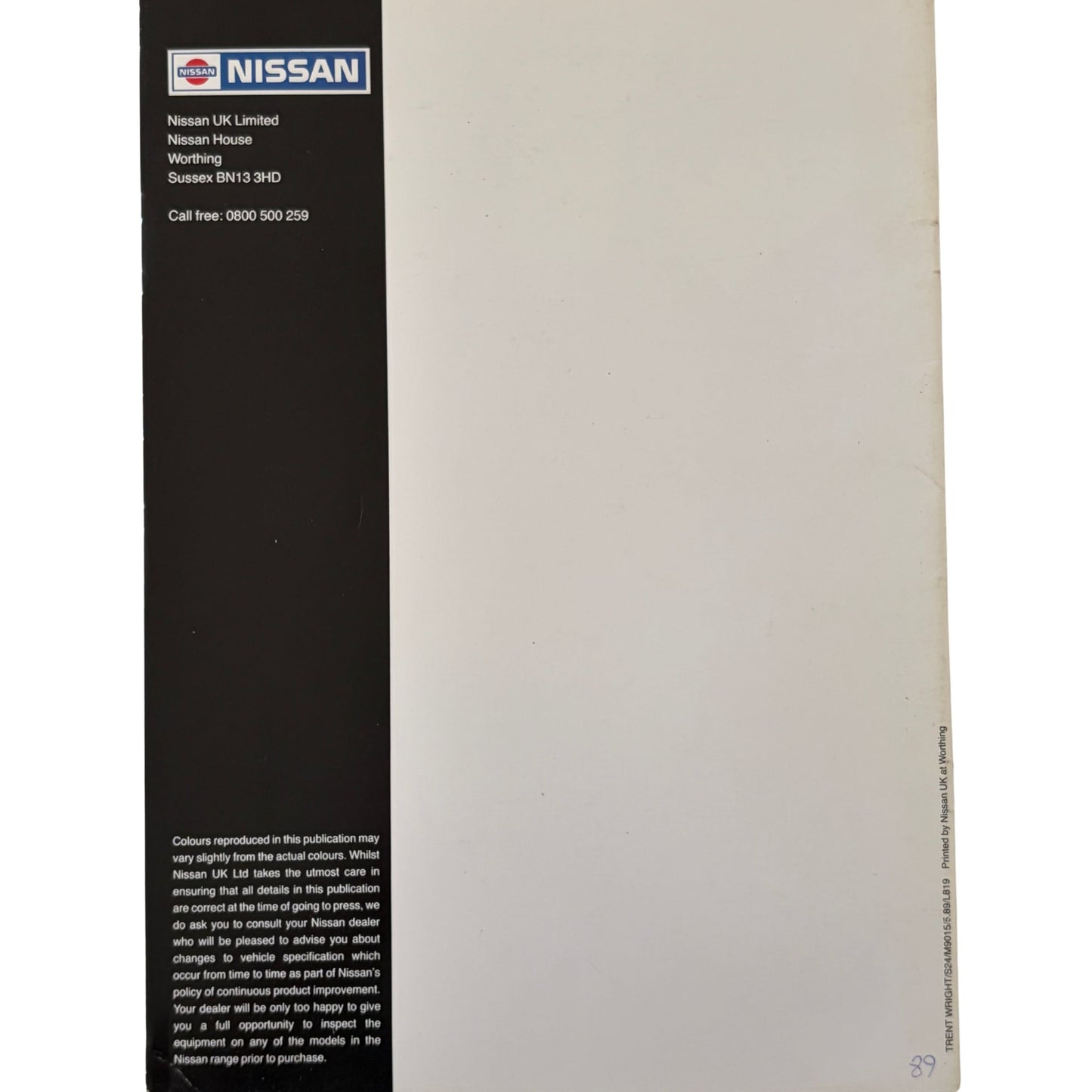 200SX 1989 Pignose United Kingdom Catalog