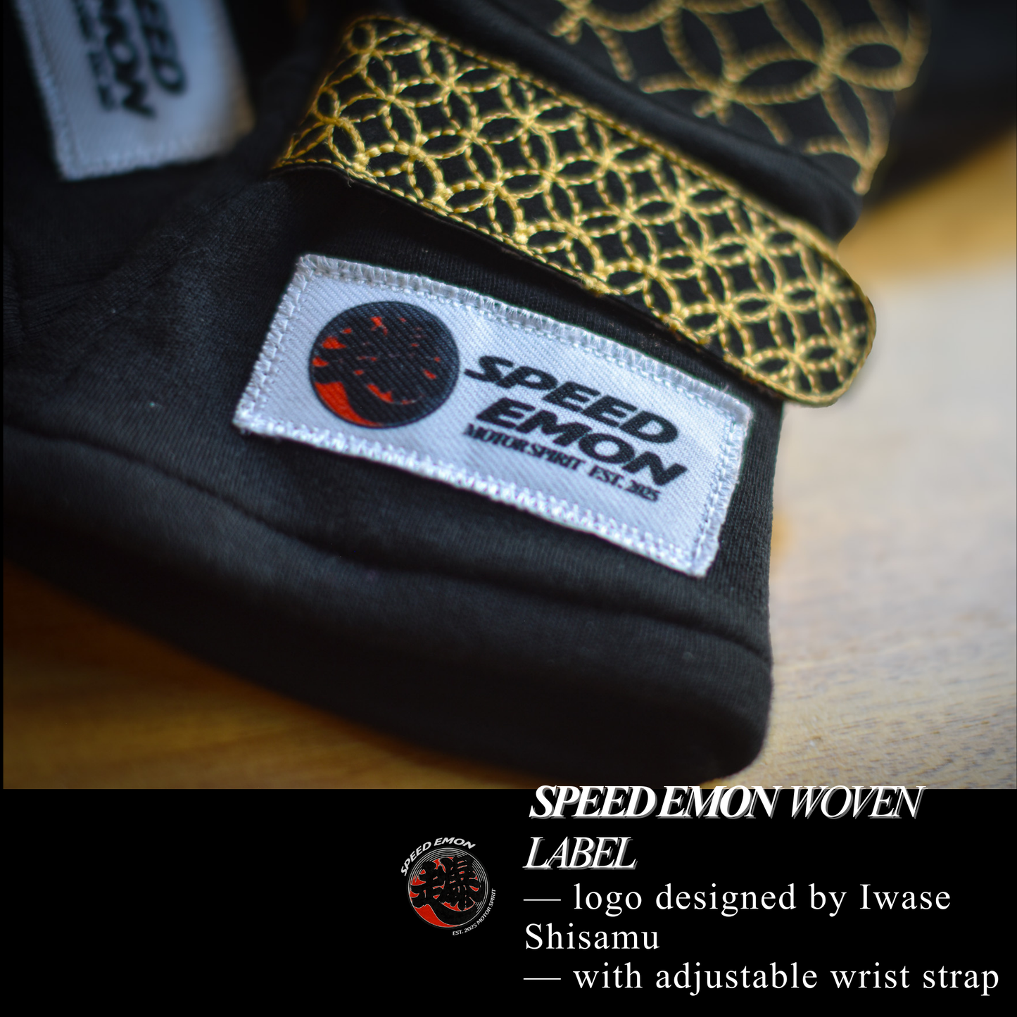 Speed Emon Sashiko Driving Gloves Black & Gold