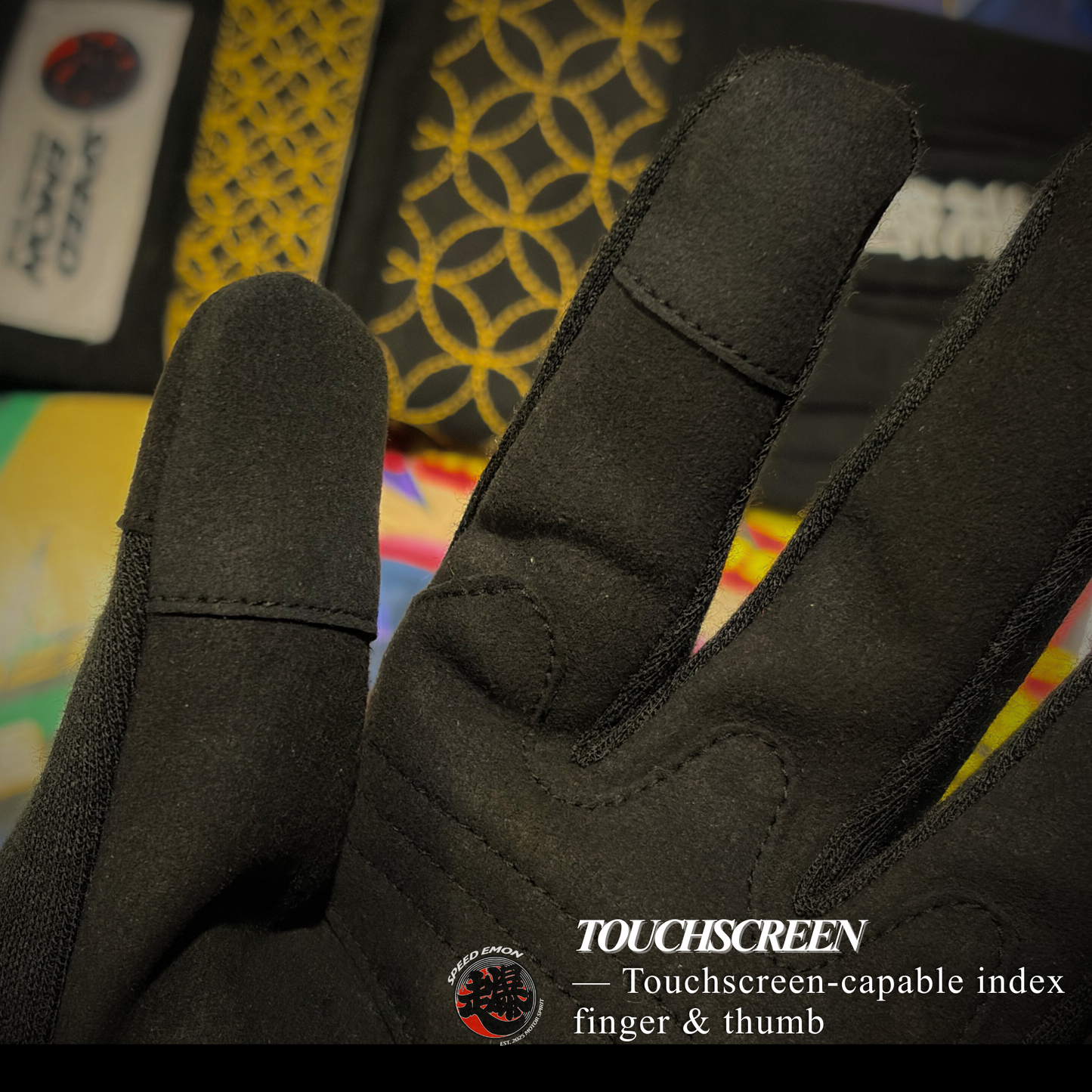 Speed Emon Sashiko Driving Gloves Black & Gold